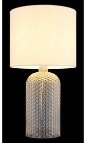 Lampa de masa cu baza din sticla abajur textil SOFIA alba