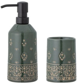 Set de accesorii de baie verde din gresie ceramică Cheran – Bloomingville