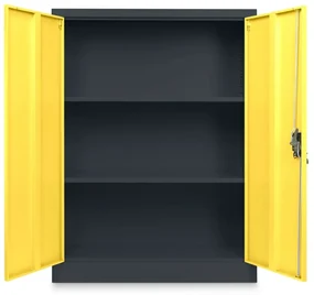 Dulap metalic universal mediu, 90 x 40 x 120 cm, încuietoare cu cilindru, galben - ral 1023