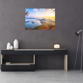 Tablou pe sticlă - Lacul Bled (70x50 cm)