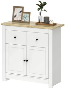 HOMCOM Comodă cu mult spațiu de depozitare, Dulap cu uși Soft-Close, 2 sertare, raft reglabil, Alb | Aosom Romania