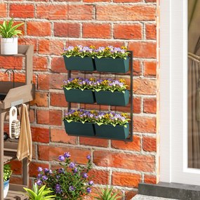 Outsunny Jardiniera de perete pe 3 nivele cu 6 ghivece pentru interior si exterior, Jardiniera cu montare pe perete