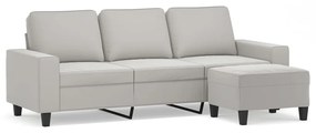 Canapea cu 3 locuri si taburet, gri inchis, 180 cm, microfibra