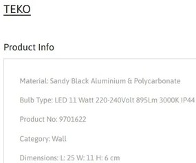 Aplica de perete baie cu 2 surse de lumina LED TEKO