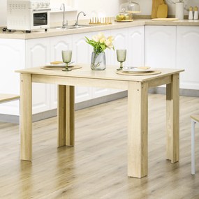 HOMCOM Masă de dining masă de bucătărie design modern cu placa mare pentru 2-4 persoane din lemn dim. 120L x 69l x 75H cm stejar | Aosom Romania