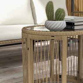 Outsunny Set de șezut pentru grădină, set mobilier lounge, PE-Rattan, 122 x 79 x 75 cm, natural + crem | Aosom Romania