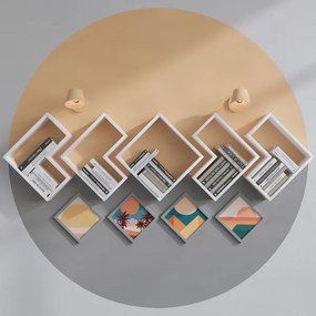 SET 5x etajeră de perete ELITRA albă