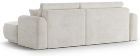 Coltar extensibil dreapta 5 locuri, modular, cu lada depozitare, Ella, Micadoni Home, 271x174x94 cm, tesatura boucle, bej deschis