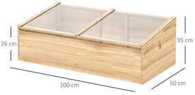 Seră de lemn Outsunny Frigider Seră Frigider Sistem de grădinărit și grădinărit pentru balcon, 100 x 50 x 35 cm, Natural, Molid, placă PC | Aosom Romania