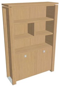 Dulap înalt Verno+ 140 x 46 x 210 cm, cu rafturi, stejar deschis