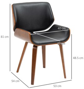 HOMCOM Set de 2 Scaune de Sufragerie Stil Vintage Îmbunătățite în Lemn și Piele Sintetică PU, Negru și Lemn | Aosom Romania