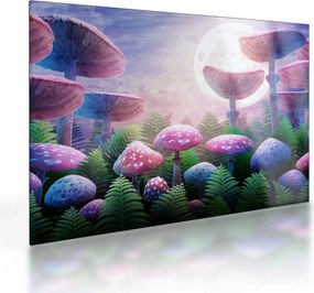 Tablou pe sticlă - Ciuperci sub lună plină (70x50 cm)