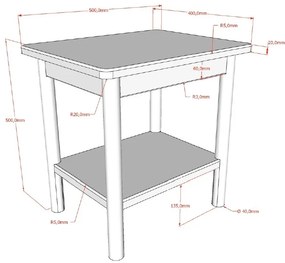 Pat dublu OLIVE, 180 x 200 cm, cu tăblie cu lamele rotunjite și aspect lemn de stejar, design modern, fără somieră inclusă, cu noptieră cu două