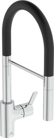Baterie bucatarie cu pipa flexibila semi-profesionala Ideal Standard Gusto 142 crom - negru
