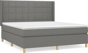 vidaXL Pat continental cu saltea, gri închis, 160x200 cm, țesătură