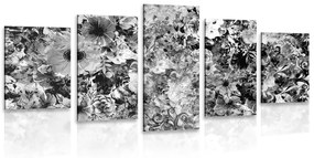 Tablou 5-piese  flori în design alb-negru