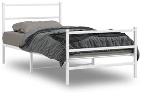 355428 vidaXL Cadru de pat metalic cu tăblie de cap/picioare  alb 107x203 cm