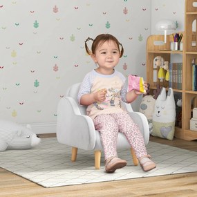 ZONEKIZ Fotoliu pentru Copii în Stil Scandinav cu Cotiere, Fotoliu din Material Textil pentru Copii până la 3 ani, 46x51x55 cm, Gri | Aosom Romania
