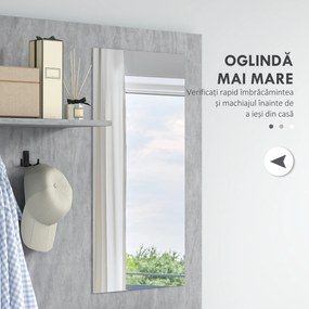 HOMCOM Mobilier 4 în 1 cu Oglindă, Cuiere și Rafturi Interioare Reglabile, Mobilier Multifuncțional, 145x29x184 cm, Gri | Aosom Romania