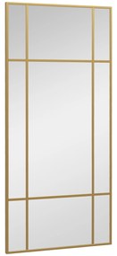 HOMCOM Oglindă de Perete Dreptunghiulară, Oglindă de Vanitate Stil Fereastră cu Cadru Metalic, Oglindă Decorativă Suspendată, 110x2x50 cm, Auriu