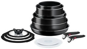 Set de vase pentru gătit 13 buc. din aluminiu INGENIO EASY COOK &amp; CLEAN BLACK L1549023 – Tefal