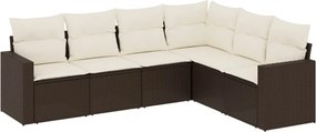 vidaXL Set canapele de grădină cu perne, 6 piese, maro, poliratan