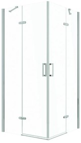 Cabină de duș pătrată Flow Chrome cu ușă batantă 90 cm