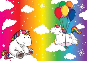 Fototapet - Unicorn - curcubeu (254x184 cm)