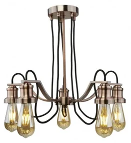 Candelabru vintage stil industrial Olivia 5L cupru antique 1065-5CU SRT