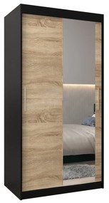 Dulap de haine 100 cm Toki 2 (negru mat + stejar sonoma). 1064964