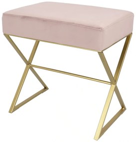 Bancuta eleganta din catifea cu baza metalica aurie, design modern 51x35x53 cm - ROZ - 51x35x53 cm - Baza metalica aurie