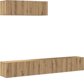 vidaXL Set dulap TV 3 piese montat pe perete Stejar artizanal