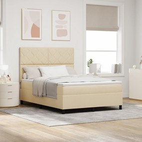 vidaXL Pat cu arcuri cu saltea crem 140x190 cm din țesătură