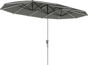 Outsunny Umbrelă dublă cu lumină solară, Aluminiu, Poliester, Protecție UPF50+, rezistent la UV, Umbrelă pentru terasă, Gri închis | Aosom Romania