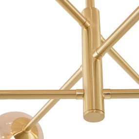 Plafonieră modernă din alamă cu sticlă ambră cu 6 lumini - Ryan