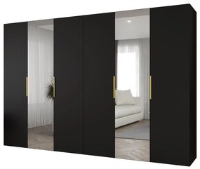 Dulap de haine 300 cm Mirabella 2 (Negru + Auriu). 1126442