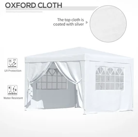 Foisor Impermeabil cu Paneluri Laterale Outsunny, Tesatura Oxford Alb, 3x3m | Aosom RO