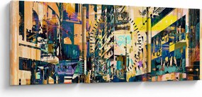 Tablou abstacțiunii pictate (cu ceas) (90x30 cm)