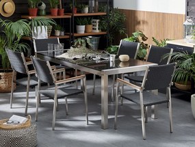 Set de masă pentru grădină Grosso (negru) (scaune din ratan) (pentru 6 persoane) (granit). 1011621