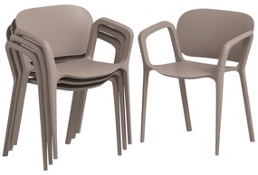 Outsunny Set 4 Scaune de Grădină Stivuibile cu Brațe, Rezistente la Raze UV și Impermeabile, 60x56x75 cm, Gri | Aosom Romania