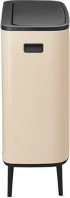 Cos de gunoi Brabantia Bo Touch Hi 1010457, 60 l, Manere laterale, Picioare reglabile, Bej