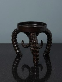 Suport lumanare negru, din aluminiu, Sheep Horns