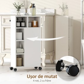 HOMCOM Unitate de Stocare pentru Baie Slim cu Roți - Alb | Aosom Romania