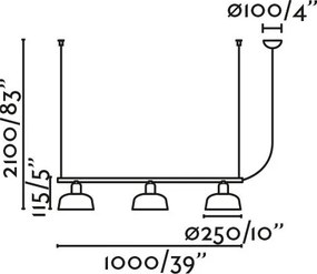 Lustra suspendata metal TATAWIN M 3L negru, orange