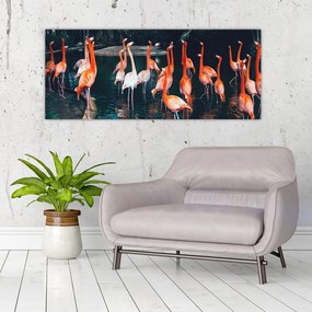 Tablou - turmă de flamingo (120x50 cm), în 40 de alte dimensiuni noi