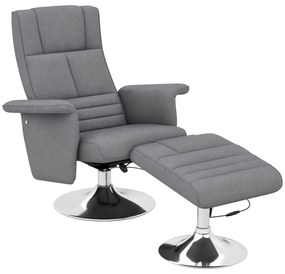HOMCOM Fotoliu relaxant cu masaj prin vibrații și taburet, fotoliu TV cu spătar ajustabil și șezut pivotant la 360° 78 x 95 x 88 cm gri închis | Aosom Romania