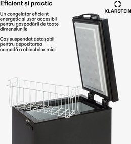 Klarstein Iceblokk 51, ladă frigorifică, de sine stătător, coș de 51 de litri, se poate bloca, clasa energetică F, negru