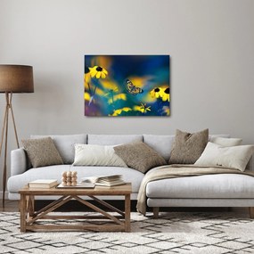 Tablou - Fluture galben și flori (70x50 cm)