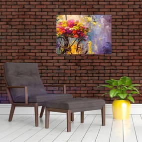 Tablou pe sticlă - Roată cu flori (70x50 cm)