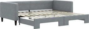 vidaXL Pat de zi cu extensie, gri deschis, 100x200 cm, textil